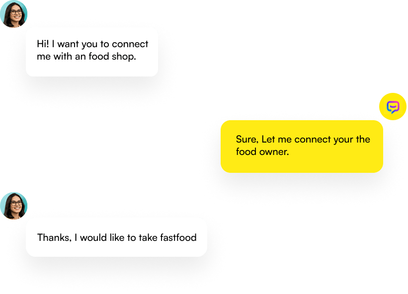 Illustrated customer conversation handled through BotLinkd messaging automation